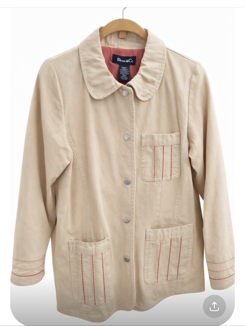 Denim & Co. Beige Button-Up Jacket | Size Small ✨